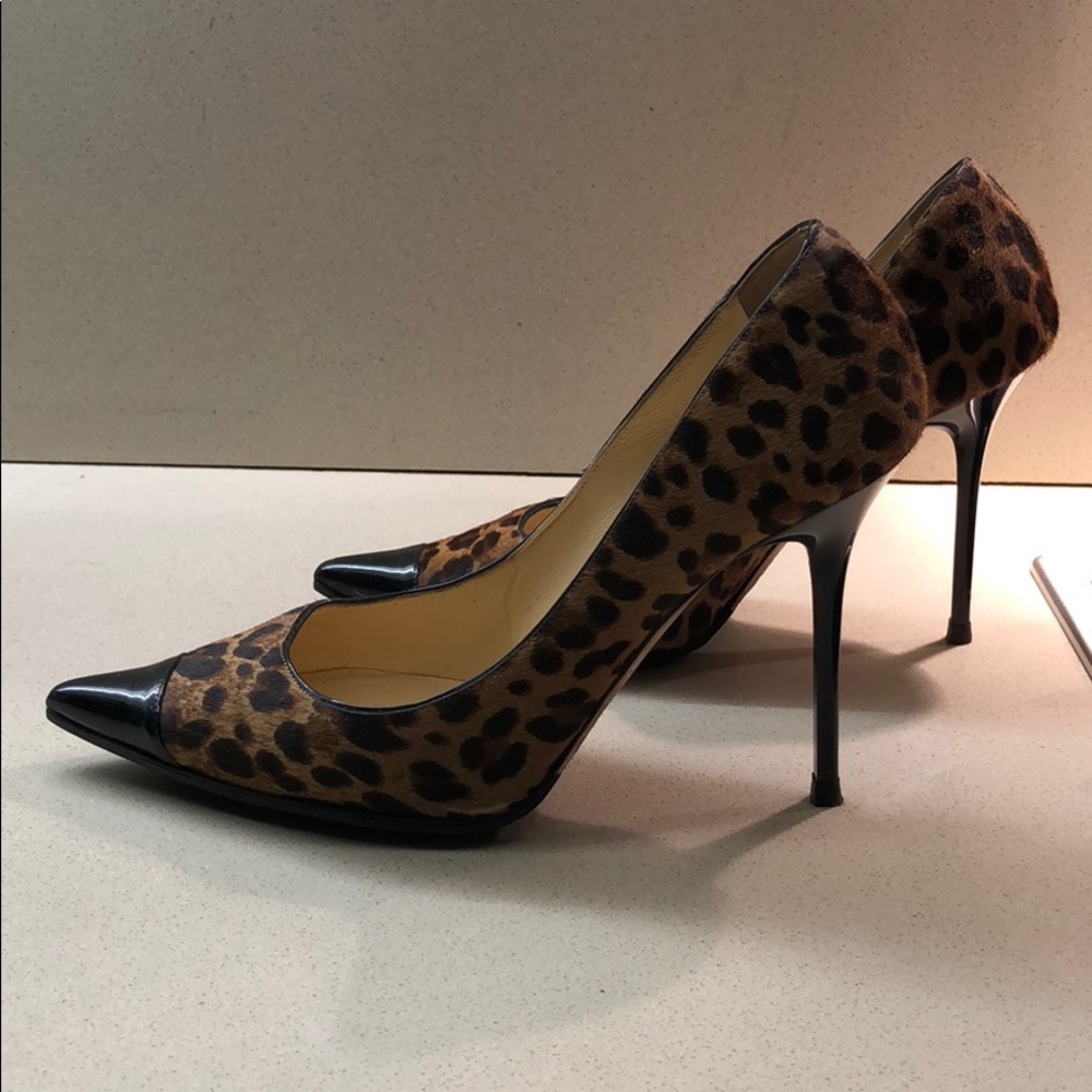 Jimmy Choo 4” CalfHair with Patent Cap Heel